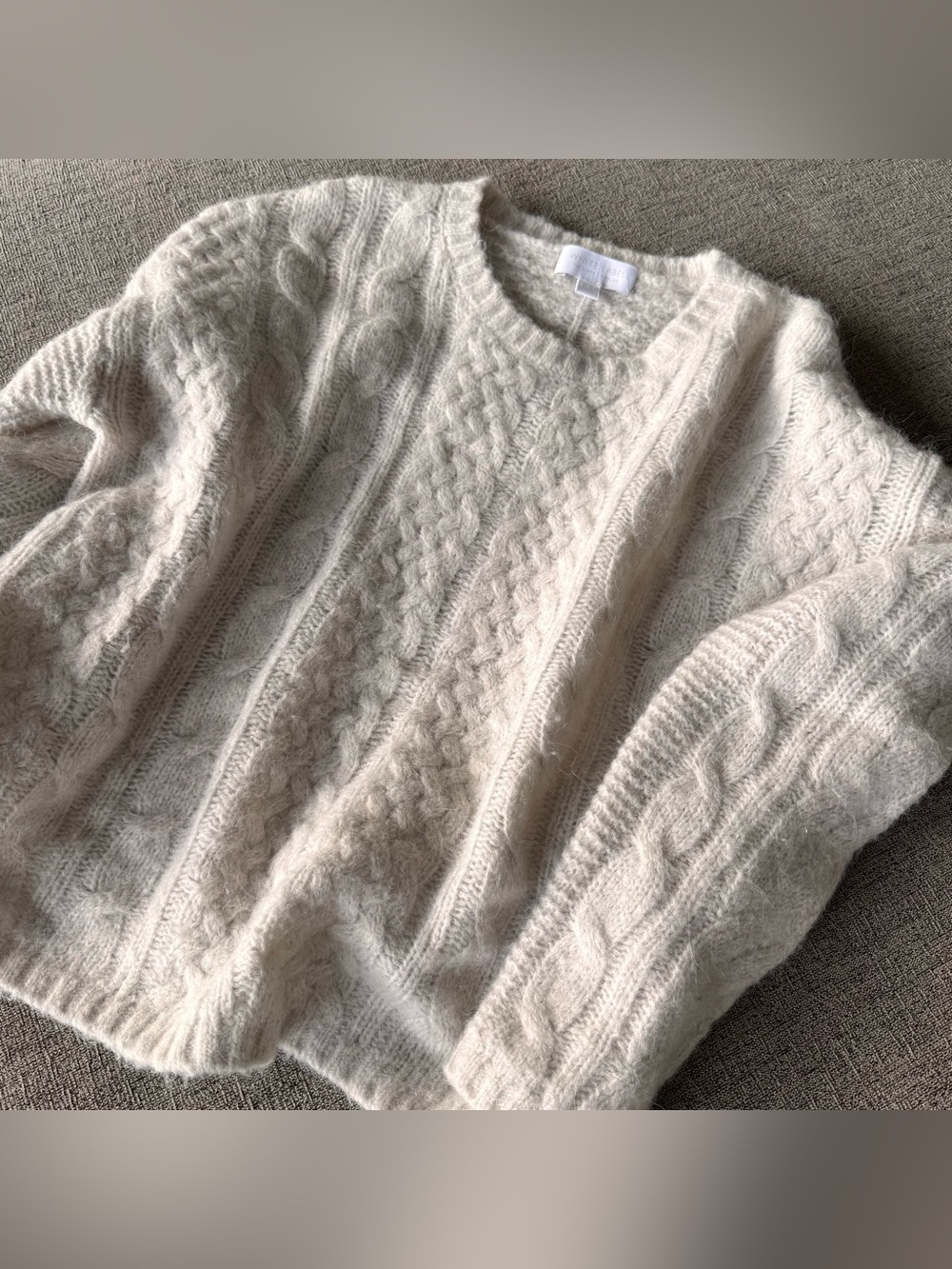 The White Company Cream Cable-Detail Crewneck Sweater